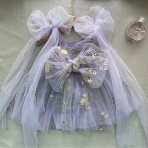 Elegant Lavender Floral Kids Dress